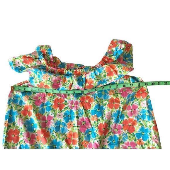 Land's End Floral Ruffle Off‎ The Shoulder Dress Girls Large 14 Summer Sundress - Picture 5 of 8